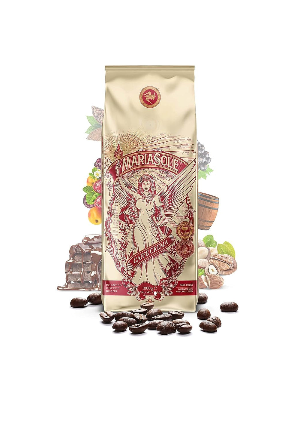 Caffè Crema 1kg – Traditionelle Röstung in Sizilien über Holzfeuer In Handarbeit – Premium Kaffeebohnen für Vollautomat und Siebträger