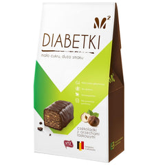 Praline cu alune DIABETKI, ciocolată fără zahăr, dulciuri delicioase pentru consumatori conștienți și diabetici, gustări fără gluten și vegetariene 100g