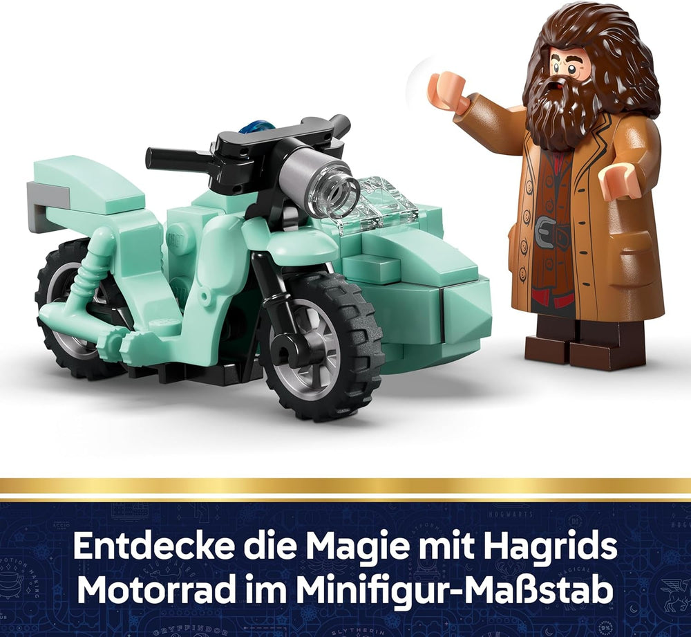 LEGO Harry Potter Hagrids und Harrys Flucht aus dem Ligusterweg - Motorrad Spielzeug mit 4 Minifiguren - 2 Todesser, eine Straßenszene - Geschenk für Mädchen, Jungen und Fans ab 8 Jahren - 76459