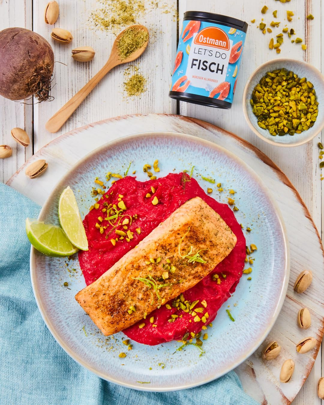 Ostmann Gewürze - Let's Do Fisch Allrounder | Gewürzsalz für Bratfisch, Flammlachs und Meeresfrüchte | Würziger Allrounder mit Senf, Zitrone und Dill | 85 g in recyclebarer Metalldose
