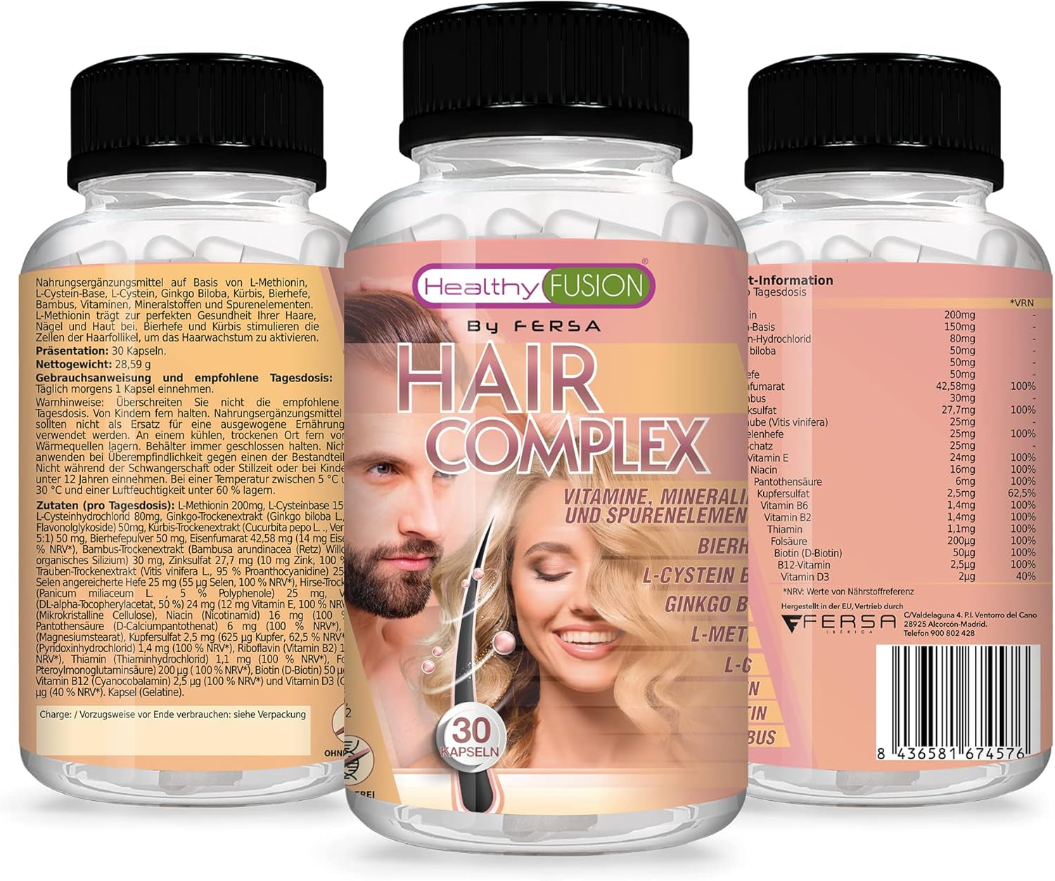 Healthy Fusion Haircomplex, eficient împotriva căderii părului, 30 capsule Ingrijire par Naty Shop