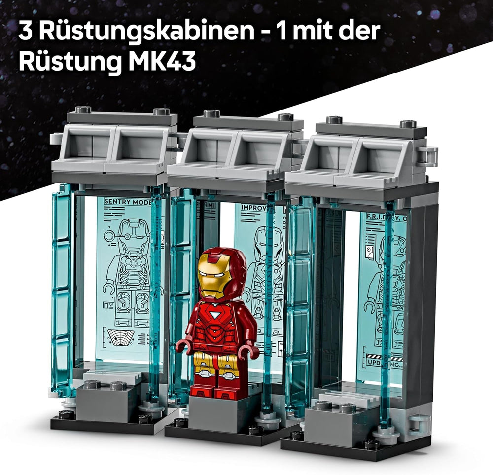 LEGO | Marvel Iron Mans Labor: Halle der Rüstungen - Superhelden Spielzeug mit Einer Mech Figur, 5 Minifiguren inkl. Aldrich Killian - Avengers Geschenk für Jungen und Mädchen ab 8 Jahren 76315
