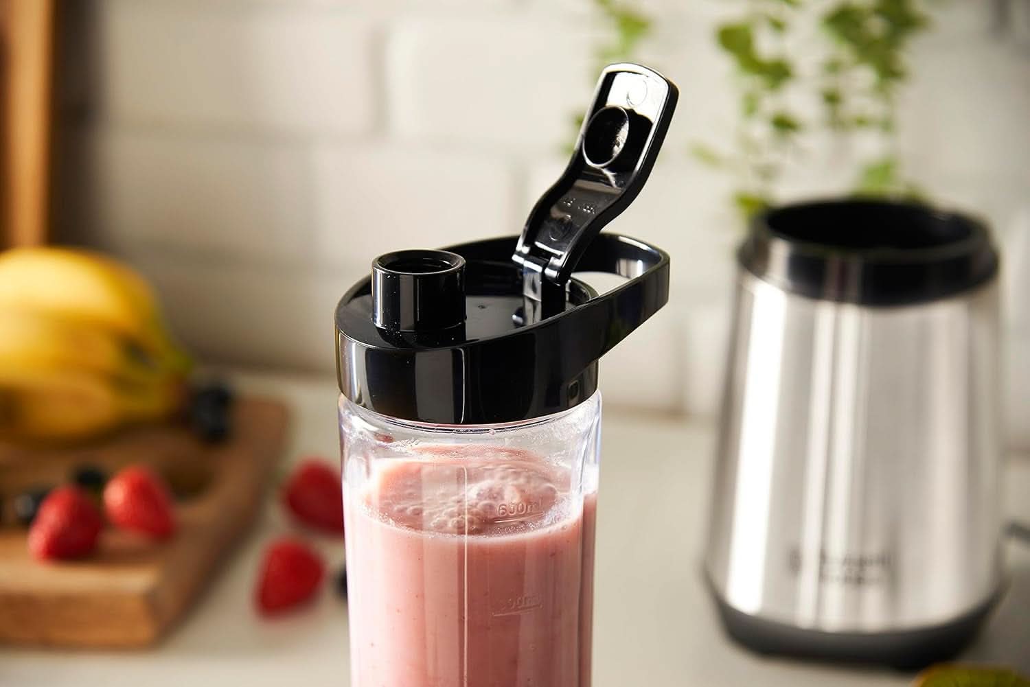 Russell Hobbs Mixer - Standmixer & Smoothie Maker to Go [23.500 U/Min Power-Motor] Inkl. 1X Mixbehälter 600Ml (Bpa-Frei, Spülmaschinen- & Bruchfest Inkl. Deckel) Zerkleinerer, Edelstahl, 23472-56 Bucatarie Naty Shop