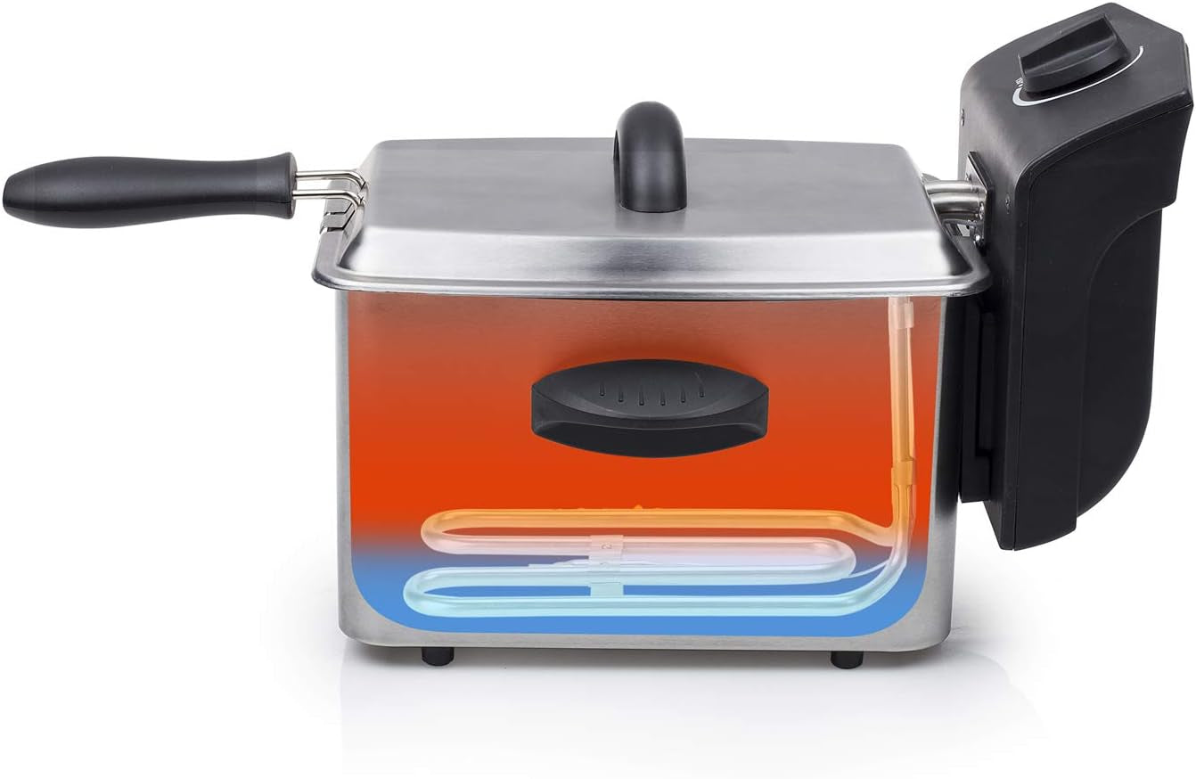 Tristar friteuză din oțel inoxidabil - Cu capacitate de 2 litri, funcție de zonă rece și termostat reglabil până la 190°C, FR-6919, argintiu Electrocasnice Naty Shop