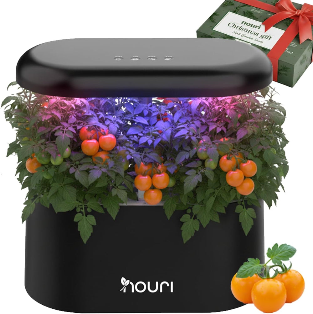 Nouri 7 Pod + Busuioc Heirloom | Grădină inteligentă pentru bucătari de acasă | Sistem de creștere hidroponică | Lumini LED de creștere | Kit de grădinărit cu plante aromatice de interior pentru iubitorii de plante și grădinari, Alb