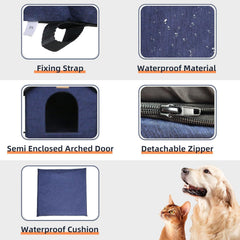 Katzenhaus Für Draußen Winterfest Wasserdicht Wetterfester Katzenhöhle Haustierhaus mit Katzenmatte Warm Hundehöhle Waschbar Hundehaus Tierheim Für Streuner Haustiere 45x40x45