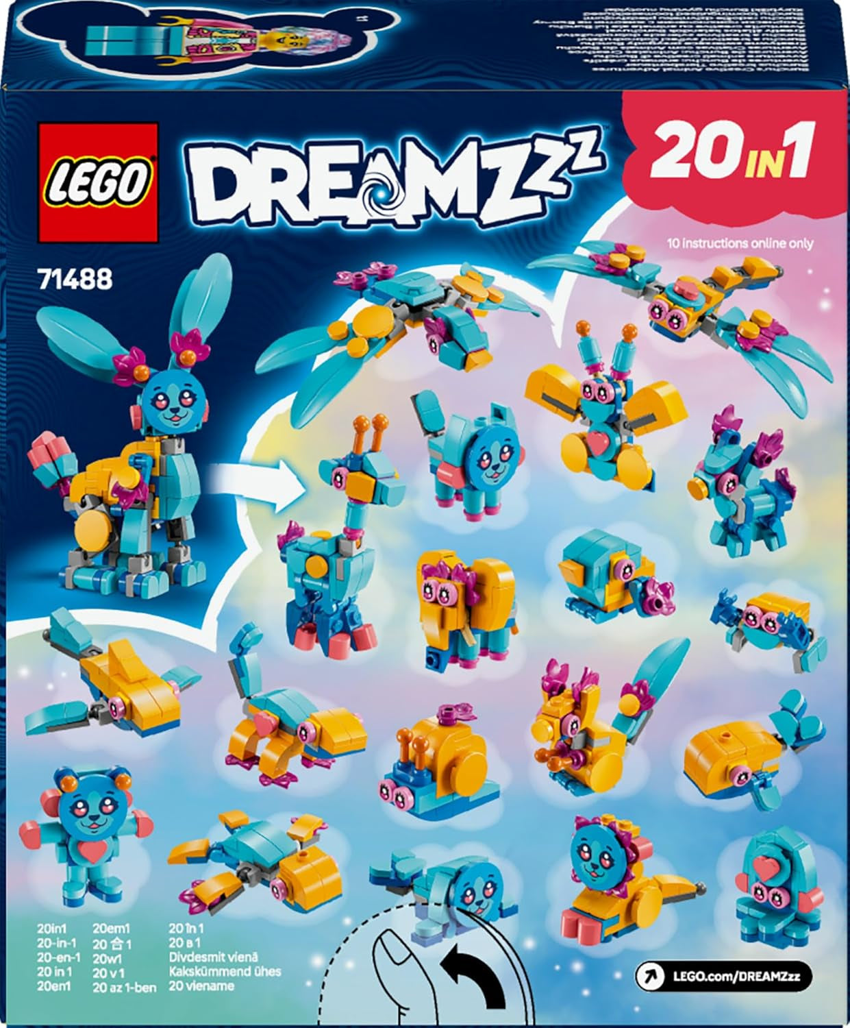 LEGO DREAMZzz Bunchus kreative Tierabenteuer, Spielzeughase für Kinder, 20-in-1 Fantasy-Spielset mit der Minifigur Izzie, Geschenk für Mädchen und Jungen ab 7 Jahren 71488