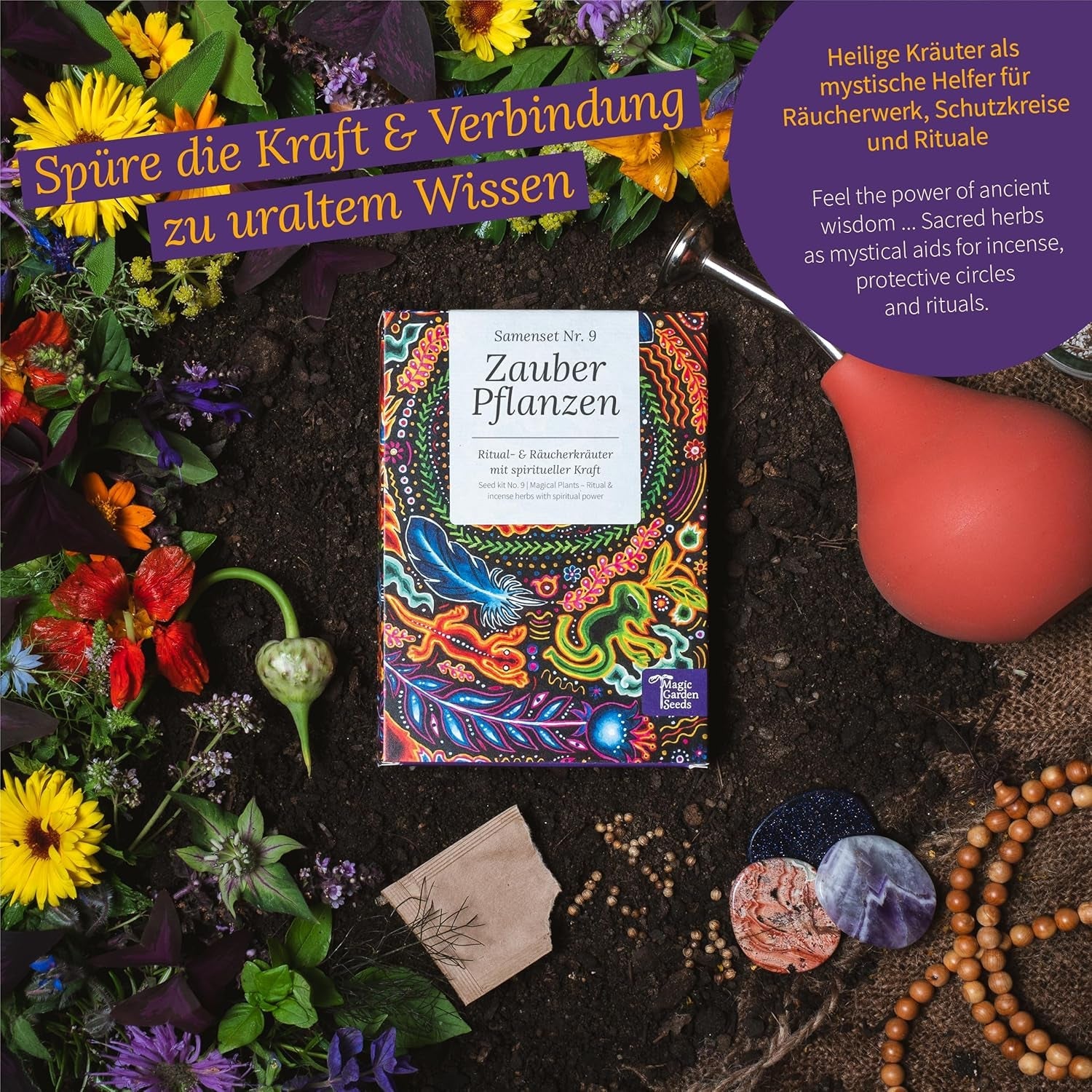 Semințe Magic Garden - Plante fermecate cu 6 ierburi magice: pelin, mătrăgună, mandragoră și multe altele - Plante de tămâie pentru a le cultiva singur și a le oferi cadou