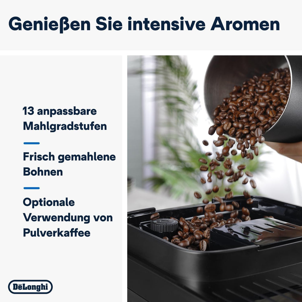 De'Longhi Magnifica Evo Next - Perfetto Espressor complet automat cu spumator de lapte LatteCrema, 13 băuturi cu o singură atingere, aparat de cafea și cappuccino, ecran tactil color, titan (ECAM312.80.TB)