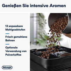 De'Longhi Magnifica Evo Next - Perfetto Espressor complet automat cu spumator de lapte LatteCrema, 13 băuturi cu o singură atingere, aparat de cafea și cappuccino, ecran tactil color, titan (ECAM312.80.TB)