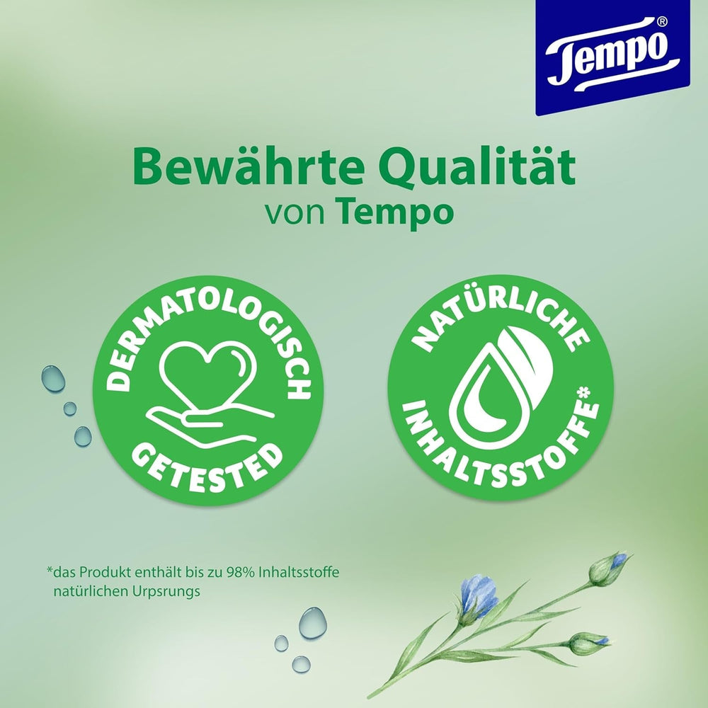 Șervețele umede de toaletă Tempo "Gentle & Caring" - Megapack - 16 pachete a câte 42 de șervețele - Duo Packs - cu mușețel natural - hârtie igienică, testată dermatologic și neutră față de Ph-ul pielii