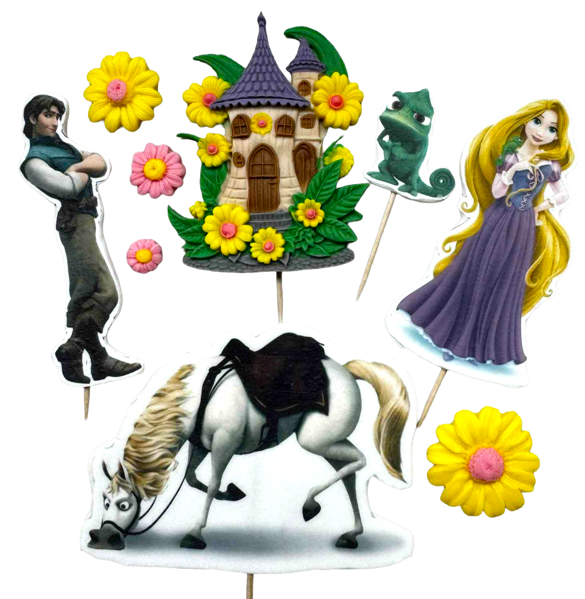DulceCraft Set 9 Decorațiuni Comestibile Rapunzel - Figurine Din Pasta De Zahăr 1-10 cm Pentru Torturi