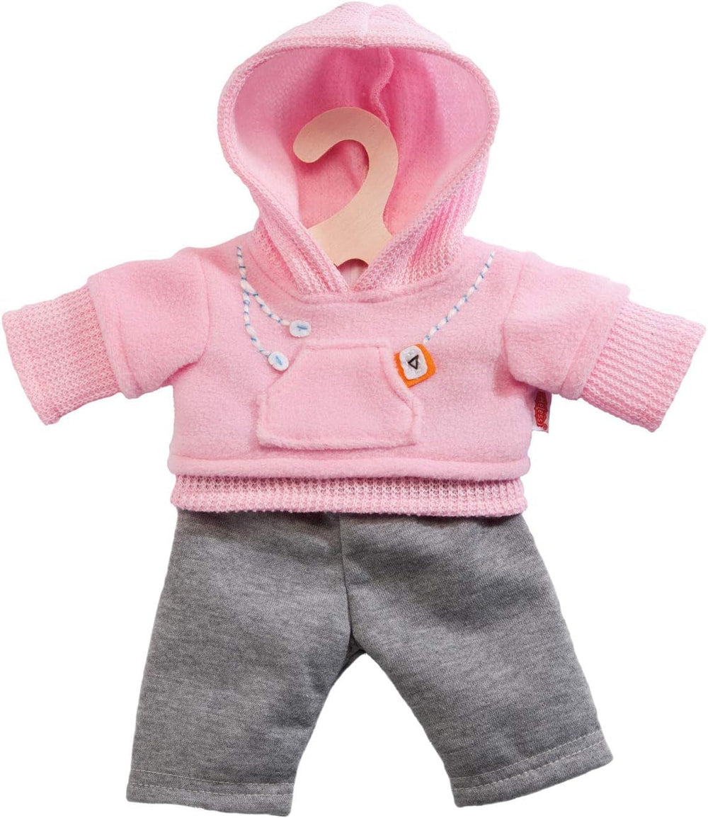 Heless 2240 - Jogginganzug für Puppen, 2-teilig, in den Farbvarianten Blau oder Rosa, 1 von 2 Designs (zufällige Auswahl), Größe 35 - 45 cm