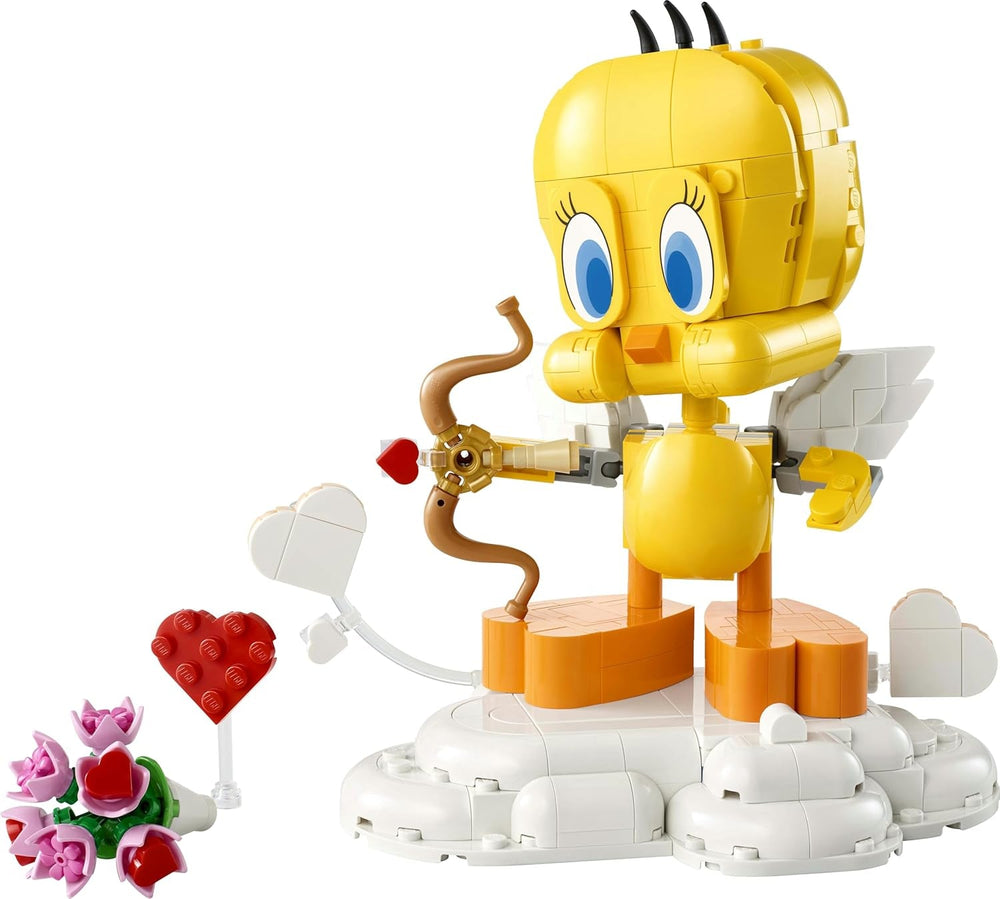LEGO Looney Tunes Liebesbote Tweety - Modellbau zu Looney Tunes mit Zubehör - Blumenstrauß, Herz, Amor-Bogen & Wolkenständer - Kreatives Geschenk für Mädchen & Teenager ab 12 Jahren - 40824
