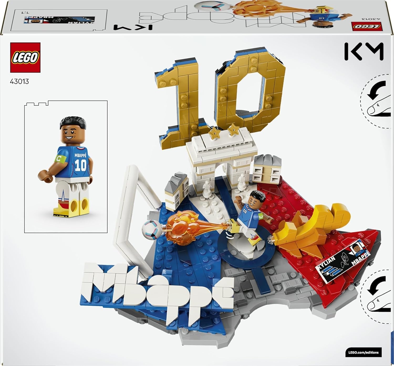 LEGO Editions Kylian Mbappé – Fußball-Highlights Spielzeug - 3D Modellbau mit Minifigur zum Sammeln - Kinderzimmer Deko - Geschenk für Jungen, Mädchen ab 10 Jahren und Erwachsene Sportfans - 43013