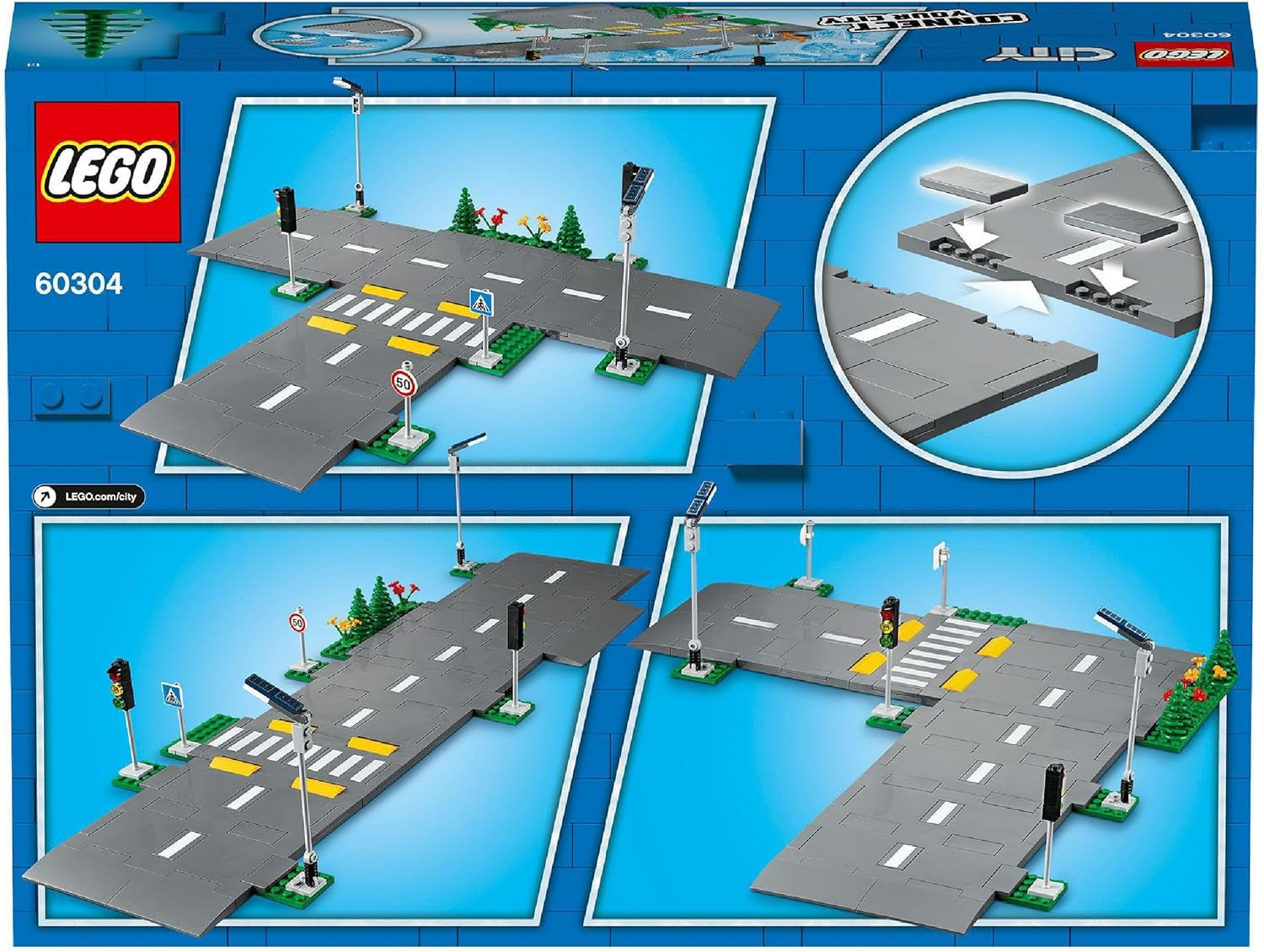 LEGO City Straßenkreuzung mit Ampeln, Bauset mit im Dunkeln leuchtenden Steinen 60304