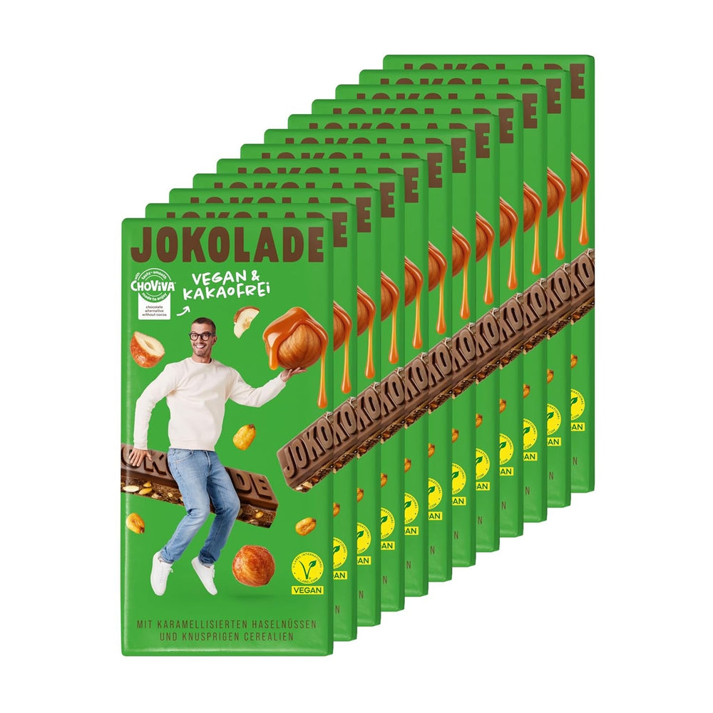 JOKOLADE 12 batoane x 140g Pachet economic | Cu alune caramelizate și cereale crocante | Vegan și fără cacao
