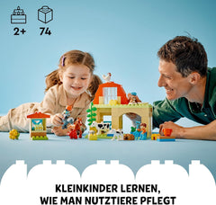 LEGO DUPLO Town Tierpflege auf dem Bauernhof - Spielzeug für Kinder - Montessori Spielzeug -Bauernhof mit Tierfiguren - Pferd, Kuh und Huhn - Lernspielzeug für Mädchen und Jungen ab 2 Jahren - 10416