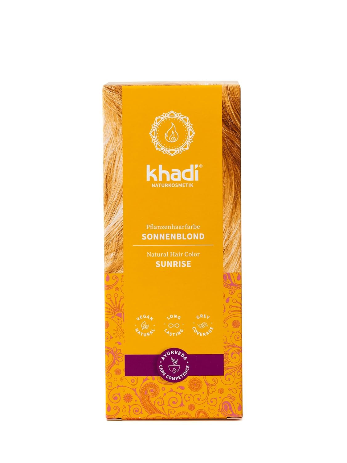 khadi GOLDBRAUN culoare de păr din plante, culoare de păr de la chihlimbar strălucitor la maro auriu catifelat și strălucitor, culoare de păr naturală 100% pe bază de plante, naturală și vegană, produse cosmetice naturale certificate, 100g Vopsea pentru par Naty Shop Soare blond 100 G (1 pachet) Singur