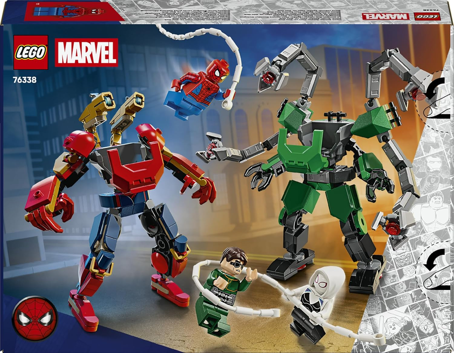 LEGO | Mech-Duell: Spider-Man vs. Doc Ock - Superhelden Spielzeug mit 2 Actionfiguren, 3 Minifiguren, Shootern - Konstruktionsspielzeug für Kinder - Geschenk für Jungen ab 6 Jahren und Mädchen - 76338