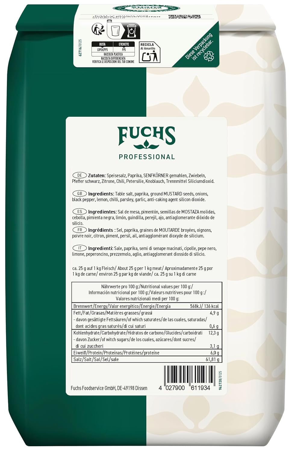 - Kotelett und Schnitzel Gewürzsalz | Grill-Würzmischung für Kurzgebratenes | Profi-Qualität für Großverbraucher | 1,5 kg im recyclebaren Beutel