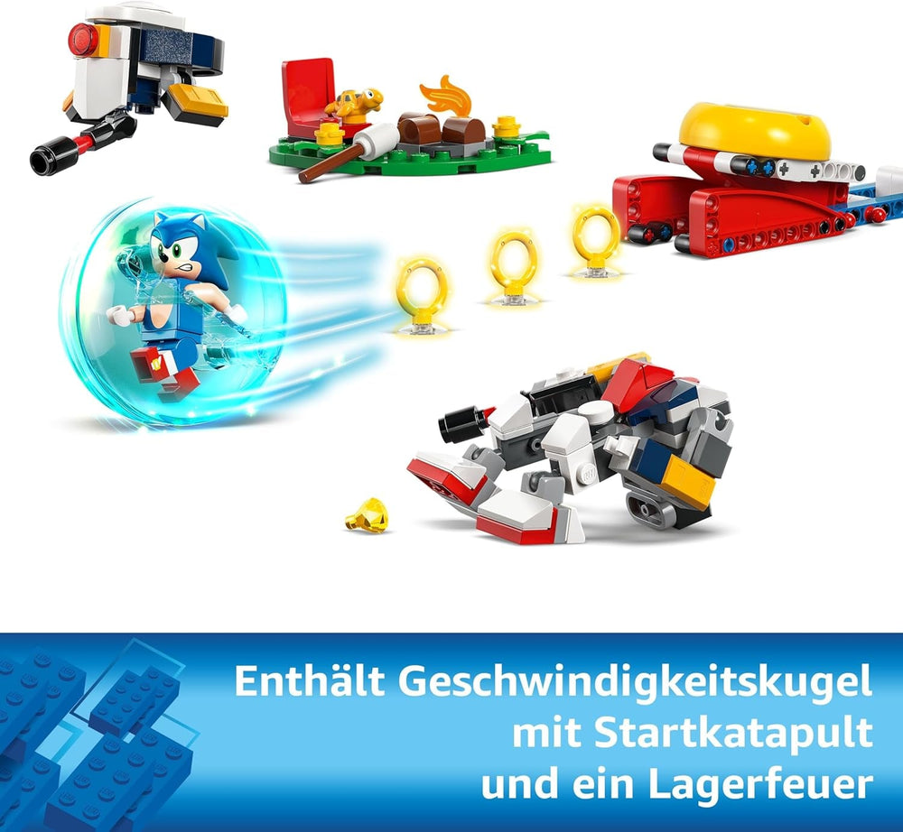 LEGO Sonic the Hedgehog: Sonic’s Campfire Clash Set, Collectible Building Toy with 4 Characters, Gold Rings and a Chaos Emerald, Gifts for Gamers, Boys & Girls Aged 7 Plus 77001