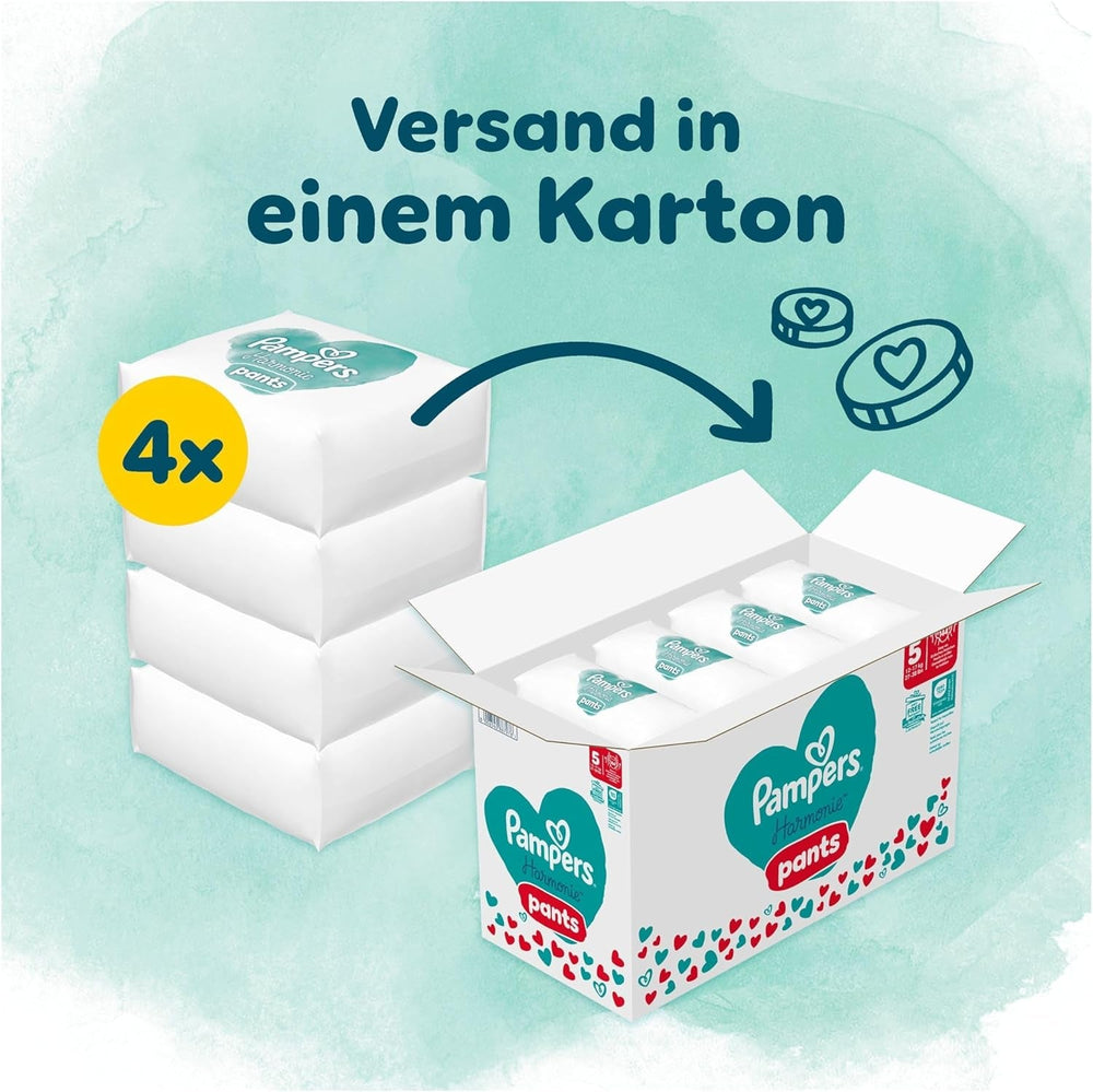Scutece Pampers Harmony Pants mărimea 5, 144 buc, 12 kg-17 kg, protecție delicată a pielii și confort la 360°