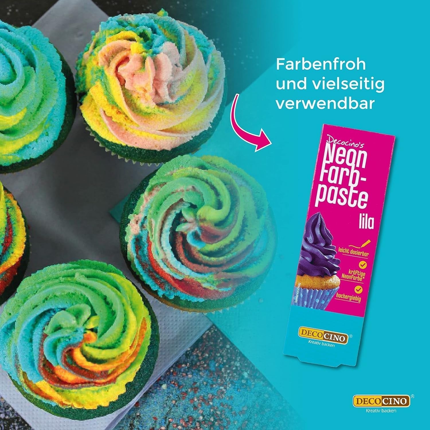 Set de coloranți alimentari Decocino Neon - 3 piese - Roșu, roz, violet - Colorant alimentar cu doză mare - Pentru colorarea prăjiturilor, brioșelor, cupcake-urilor - Fără gust