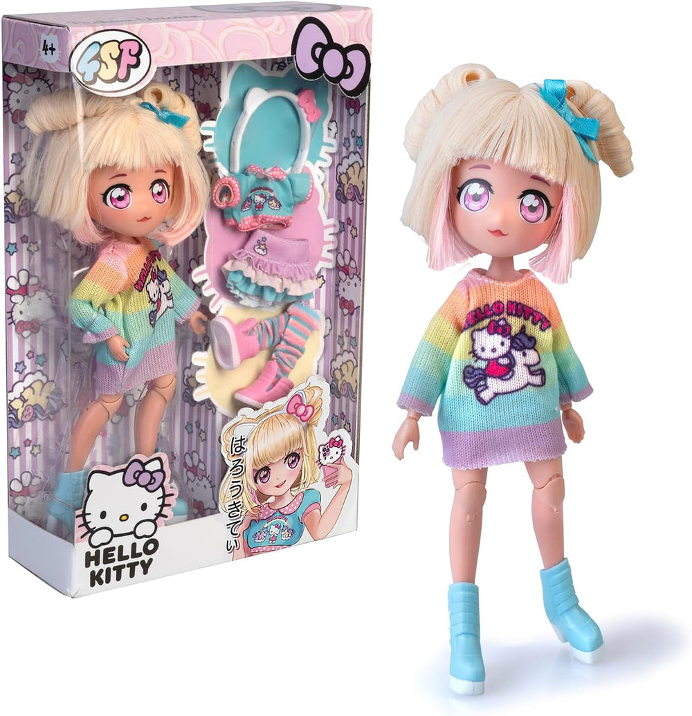 4SF -  Manga Fashion Unicorns, Japanische Fashion Puppe, Figur von 19,5 cm mit 15 Gelenkpunkten, Inklusive Ra-Ra-Rock, Beinstulpen und Haarband mit Ohren, Famosa (HKTF2000)