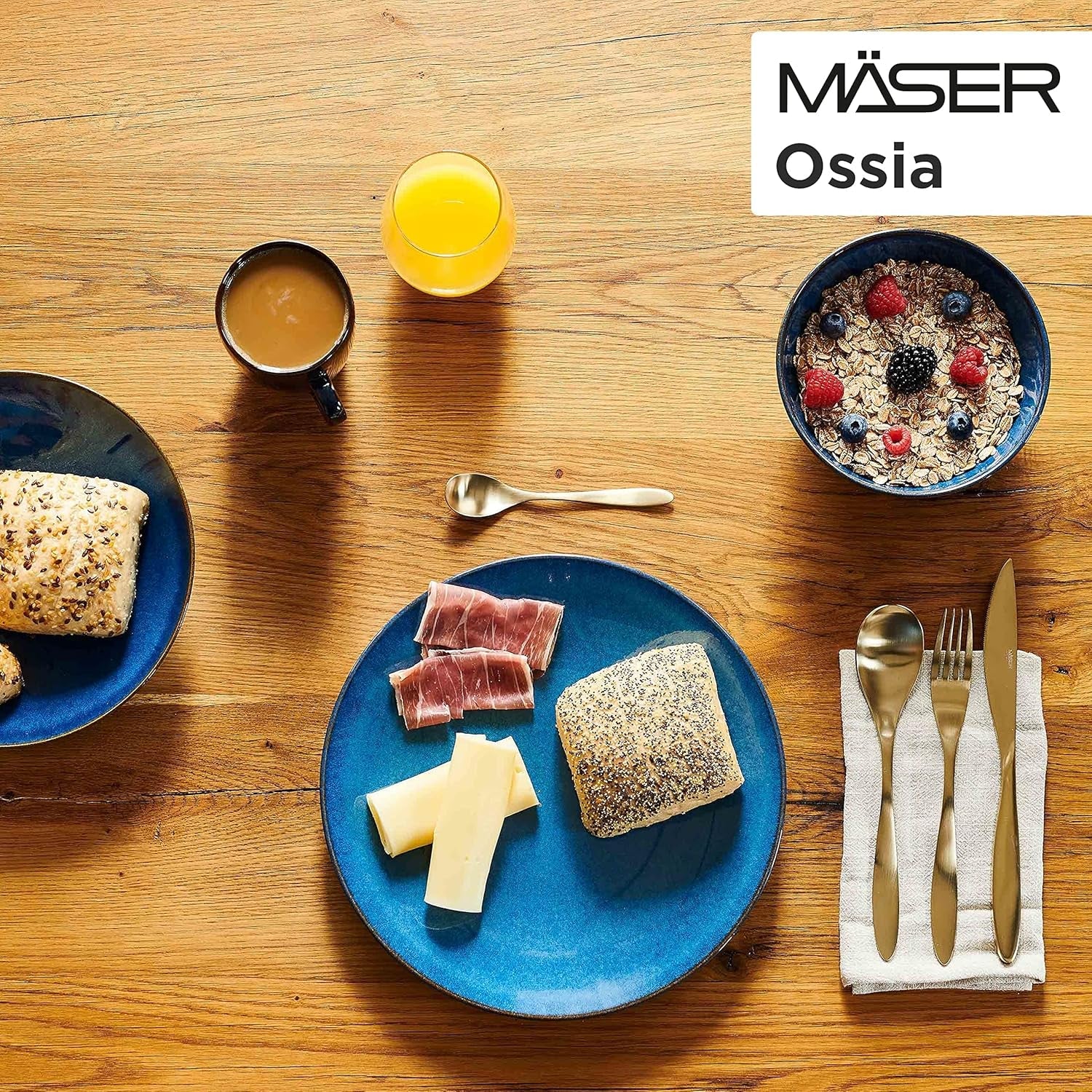 Set de mic dejun MÄSER, ceramică OSSIA, albastru regal, albastru
