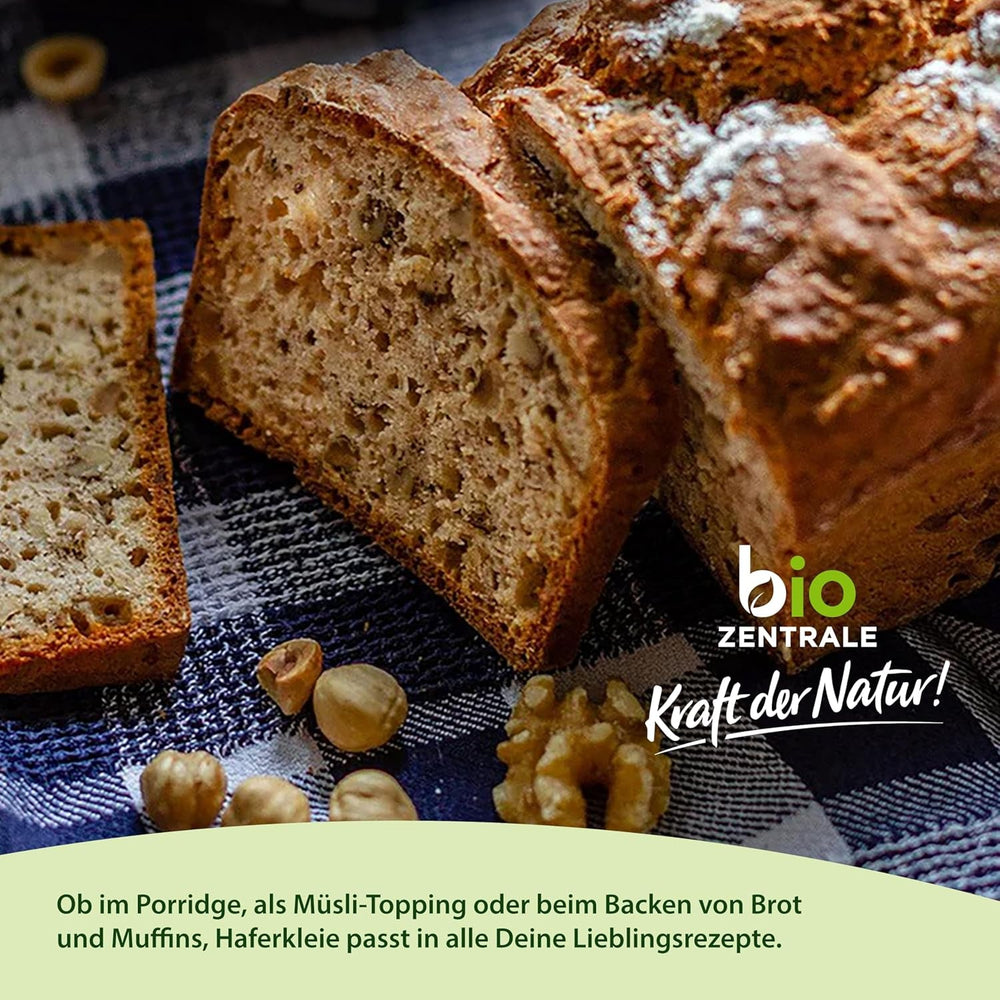 Tărâțe de ovăz organice biozentrale 1 kg | Pachet avantajos | Sursă de proteine bogată în fibre | Natural vegan | Din agricultura UE | Conținut scăzut de zahăr