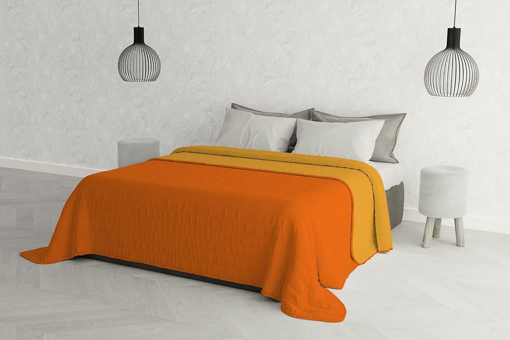 Cuvertură elegantă pentru pat dublu 260 X 270 Cm Blu Scuro/Verde Mela Paturi si Cuverturi Besuche den Italian Bed Linen-Store Arancio/Giallo