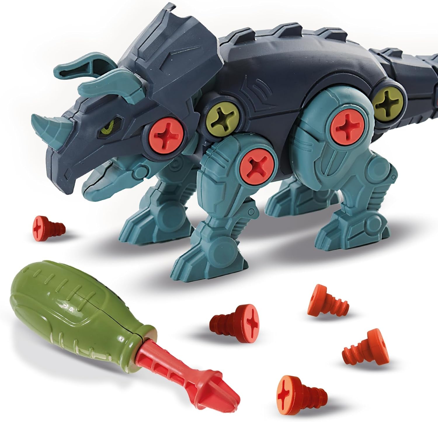 SES Creative 14291 Dino-Schraubkonstruktionen - Kreatives Bauset für Kinder ab 5 Jahren - Baue einen T-Rex und Triceratops - Fördert Problemlösungsfähigkeiten und Spaß, Weiß
