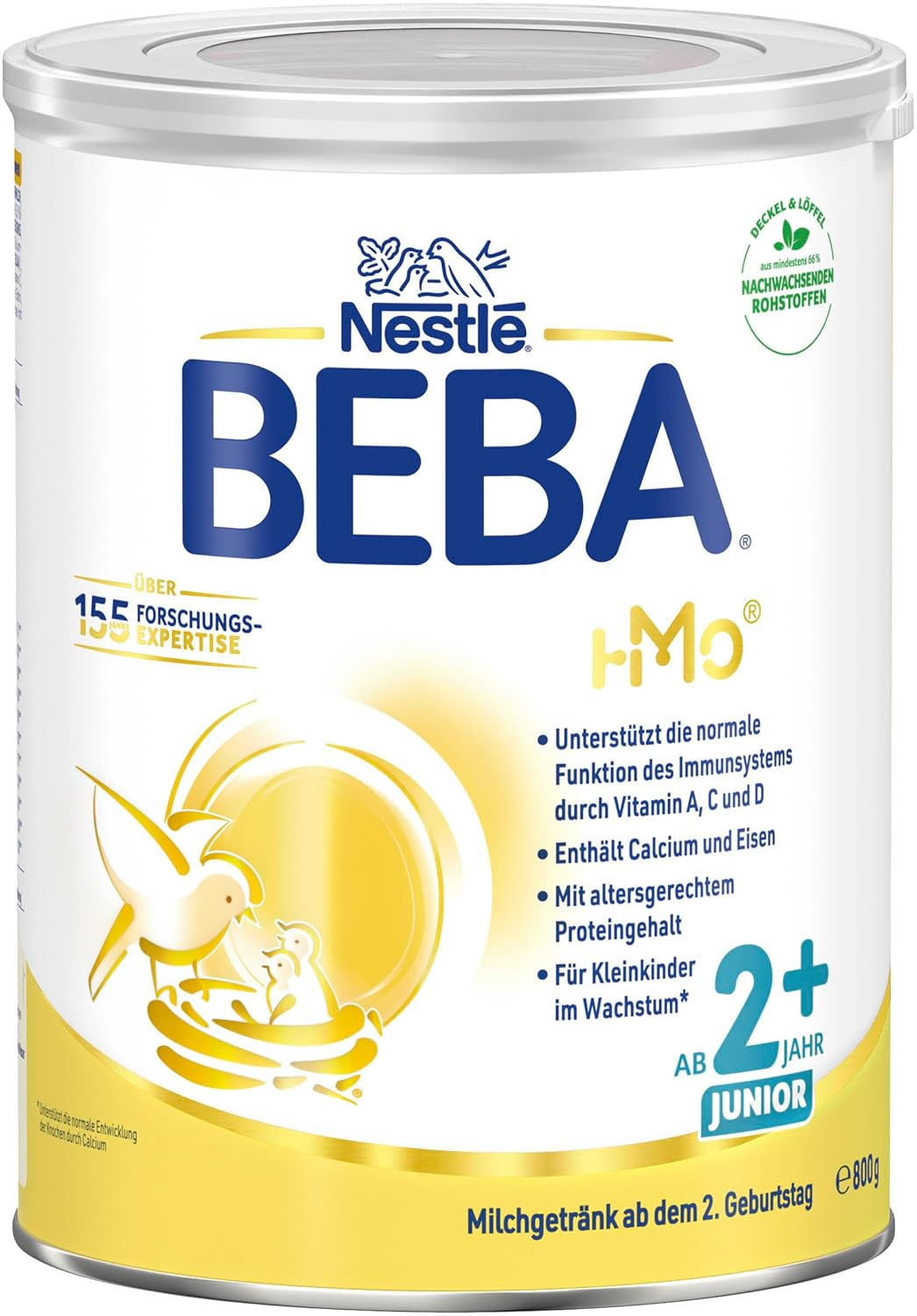 Băutură cu lapte BEBA Junior 2+ de la 2 ani, Cu HMO, Conținut de proteine adaptat vârstei, Numai lactoză, Fără ulei de palmier, Fără ulei de pește, Hrană pentru copii mici, Lapte praf pentru bebeluși, Pachet de 6 (6 x 800g)