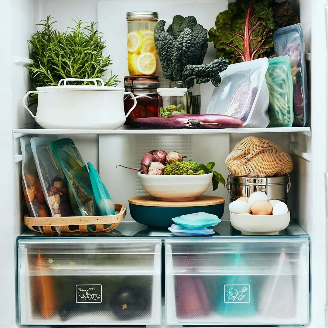 Pungă Stasher Pungă din silicon premium reutilizabilă pentru alimente, pungă sandwich, transparentă, durabilă, sigură pentru cuptor, mașină de spălat vase și congelator, ecologică, pungă pentru prânz, fără scurgeri, 828ml Cutii depozitare alimente Naty Shop