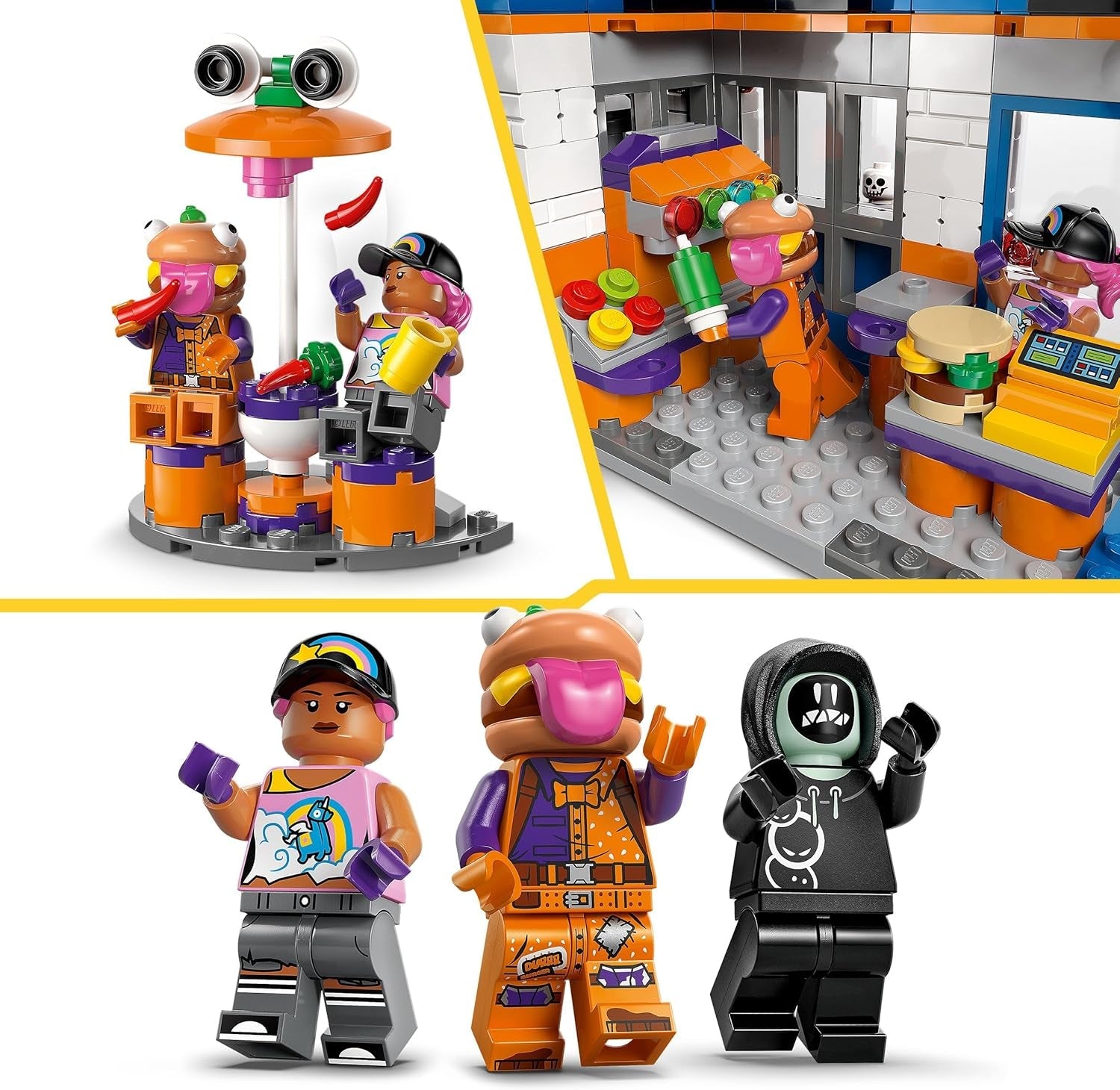 LEGO Fortnite Durrr Burger Restaurant - Gaming Spielzeug mit Strandbomber, Beefboss, Schmierfink und EIN Skelett Minifiguren - Sammelbares Gamer Geschenk für Jungen und Mädchen ab 10 Jahren - 77076