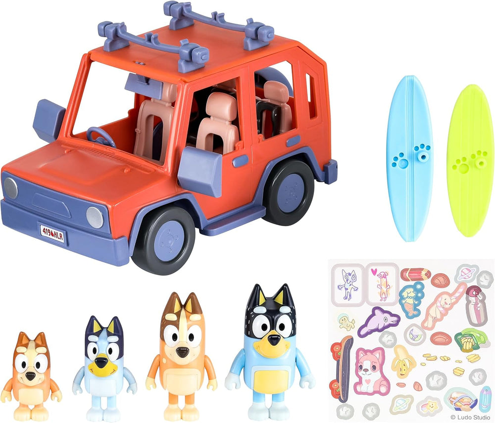 BlueY Heeler-Familienwagen; Ausflug mit Familie Heeler; enthält bewegliche Chilli-Figur; mit offenem Dach zum Einsetzen Figuren; ideal für alle 6,3 cm großen Figuren (separat erhältlich)