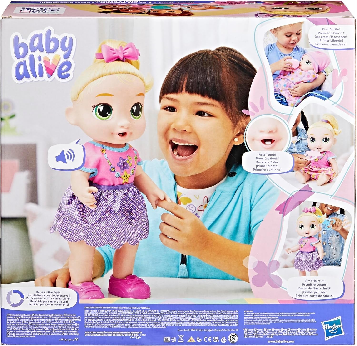 Baby Grows Up Puppe LaLa GooGoo – interaktive sprechende Babypuppe mit Wachstum (25–35 cm), 75+ Geräusche, 6 Meilensteine, Spielzeug für Kinder ab 3 Jahren