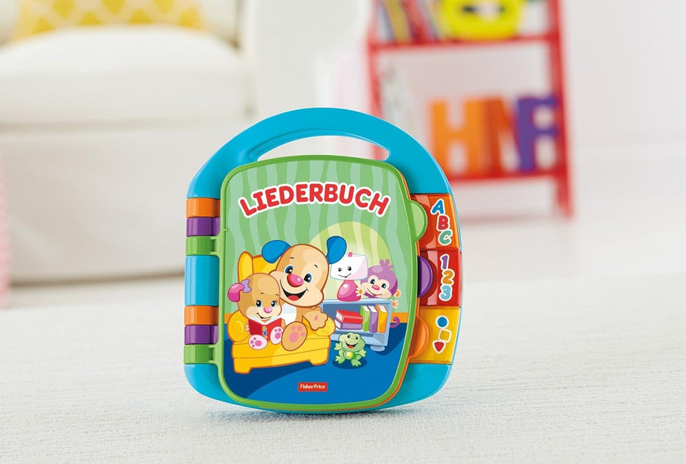 Fisher-Price distracție de învățare, carte de cântece, carte de muzică pentru copii, jucărie muzicală pentru copii, carte electronică pentru copii, de la 6 luni, versiune germană, CDH40 Jucarii Bebe Naty Shop