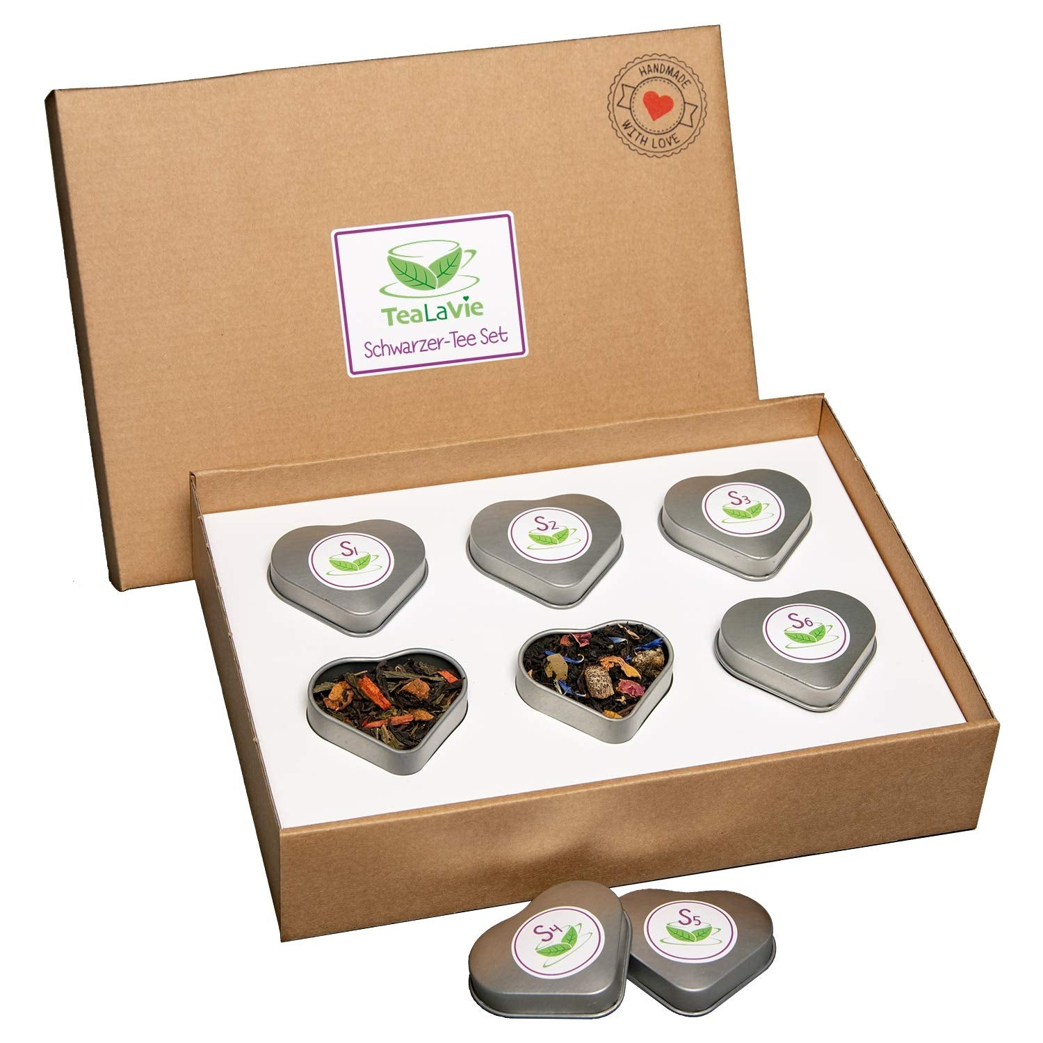 Tealavie Set cadou cu 6 ceaiuri de fructe (60 g) Set de probă Cutie cadou Idei de cadouri de mulțumire pentru femei Colege Ziua Mamei 2024