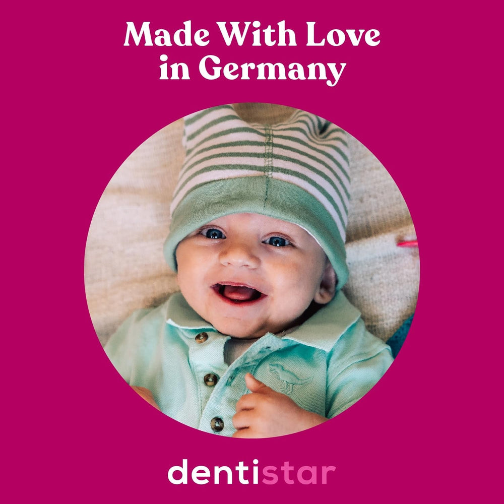 Suzetă din silicon Dentistar®, pachet de 3 – mărimea 1, suzetă 0-6 luni – prietenoasă cu dinții și maxilarul, cu etapă dentară – fără BPA – fabricată în Germania – floare de cireș