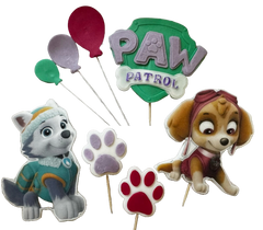 Set 8 decoratiuni comestibile din pasta de zahar, Patrula catelusilor Decoratiuni din Pasta de Zahar Naty Shop