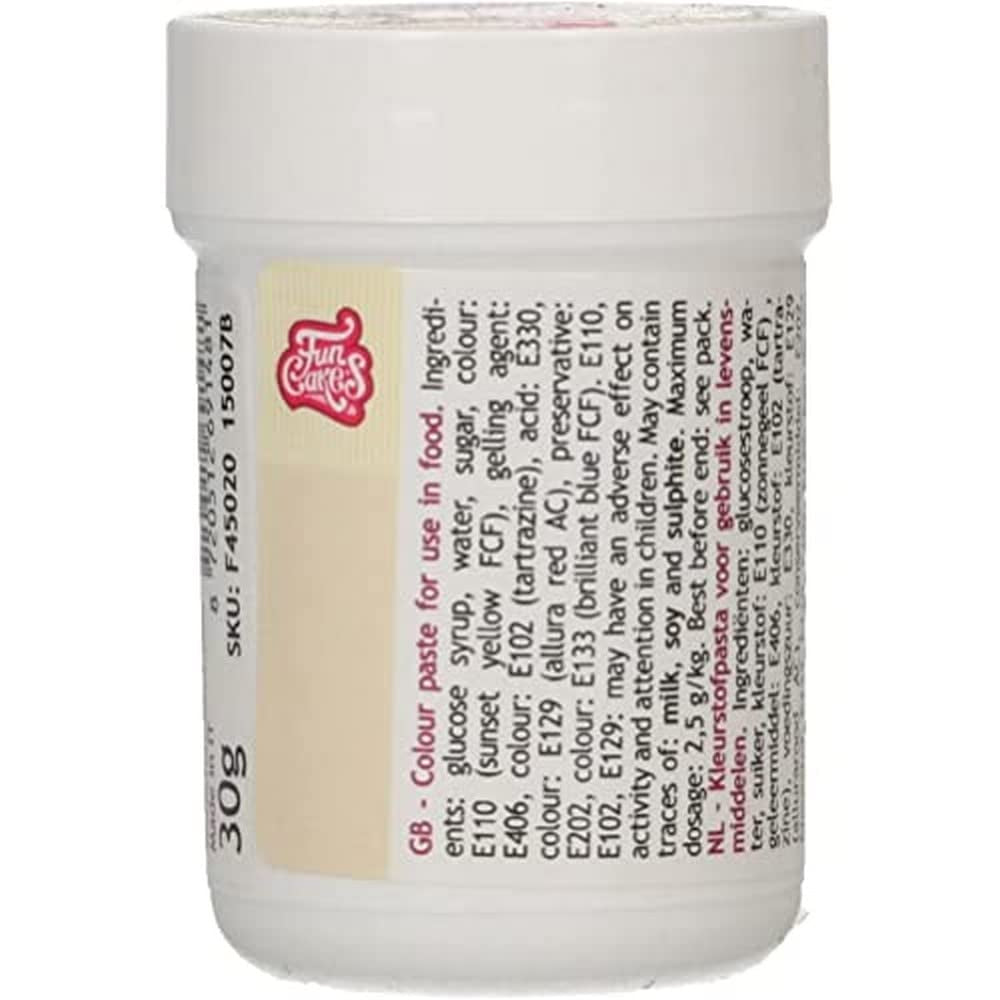 Colorant alimentar concentrat Funcakes Paste Color Ivory; pentru aluat, cremă, fondant, marțipan, aluat, pastă de modelat și pastă de flori. Halal și Kosher. 30 g