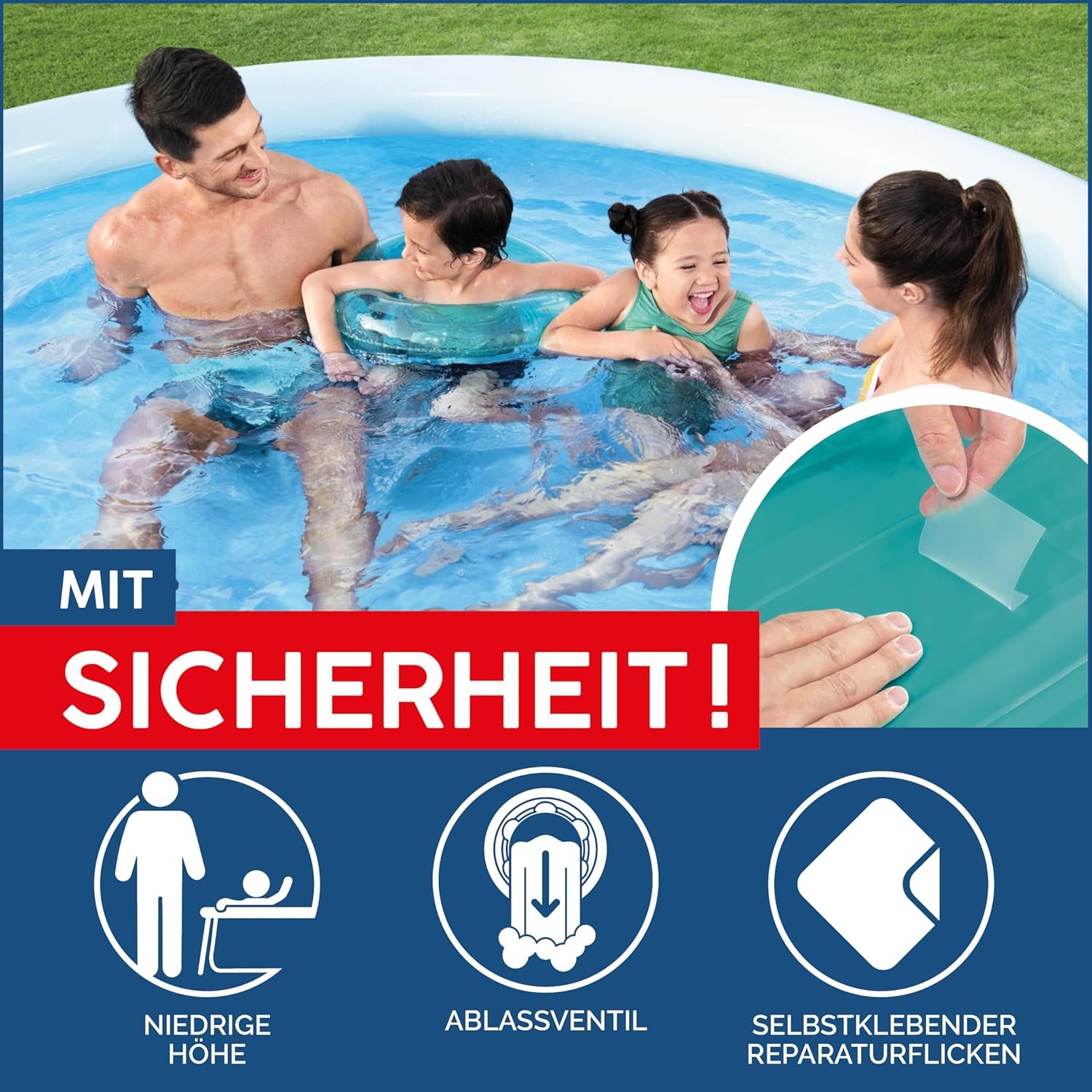 Set piscină supraterană Bestway Fast Set cu pompă de filtrare Ø 305 x 66 cm, albastră, rotundă