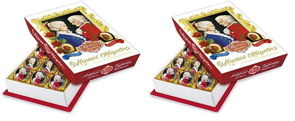 Bile Reber Mozart cu ciocolată neagră, pachet de 6 cu marțipan și nuga, vegane - 1 x 120 g