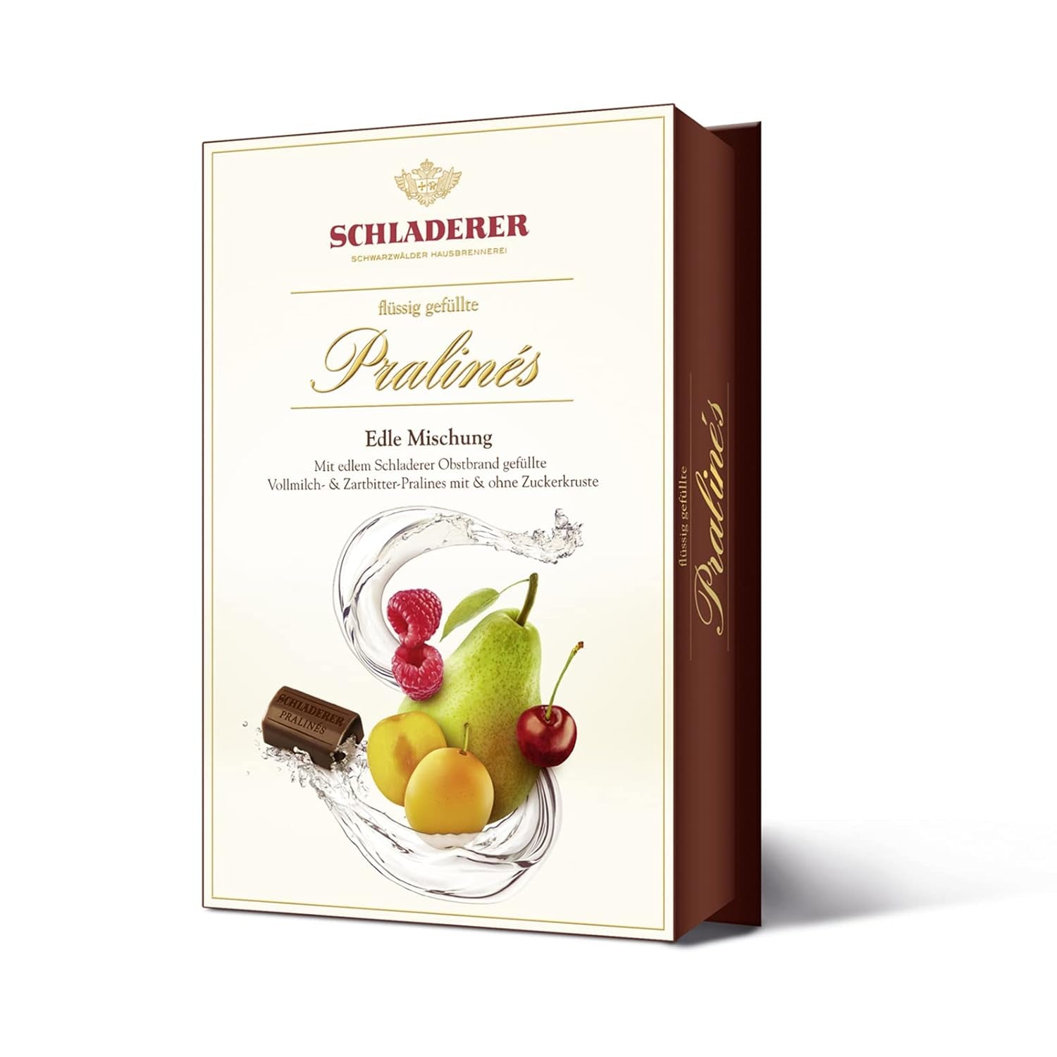 Praline RCP Schladerer, sortiment fin, ciocolată cu lapte și neagră, cu și fără crustă de zahăr, umplutură lichidă, conține alcool, cadou minunat, 255 g