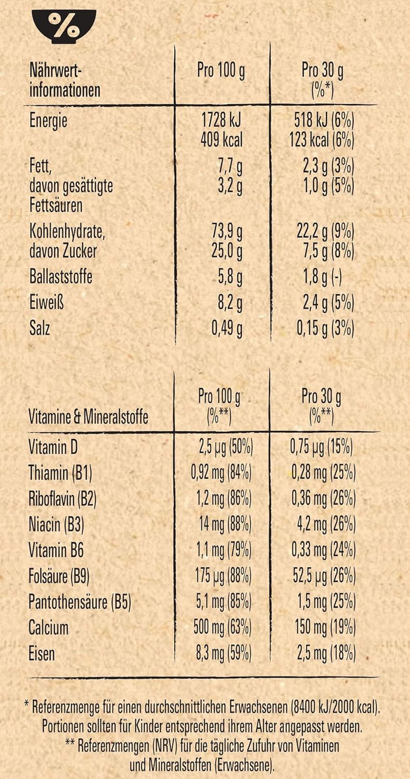 Cereale (+20%), Cereale cu ciocolată și caramel și 41% cereale integrale, fulgi de mic dejun cu vitamine și minerale, pachet de 2 (1 x 480 g)