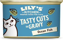 Hrană umedă pentru pisici Lily's Kitchen Fish Tasty Cuts - Pachet de 24 (24 x 85g) Bucăți delicioase de pește în sos pentru pisici