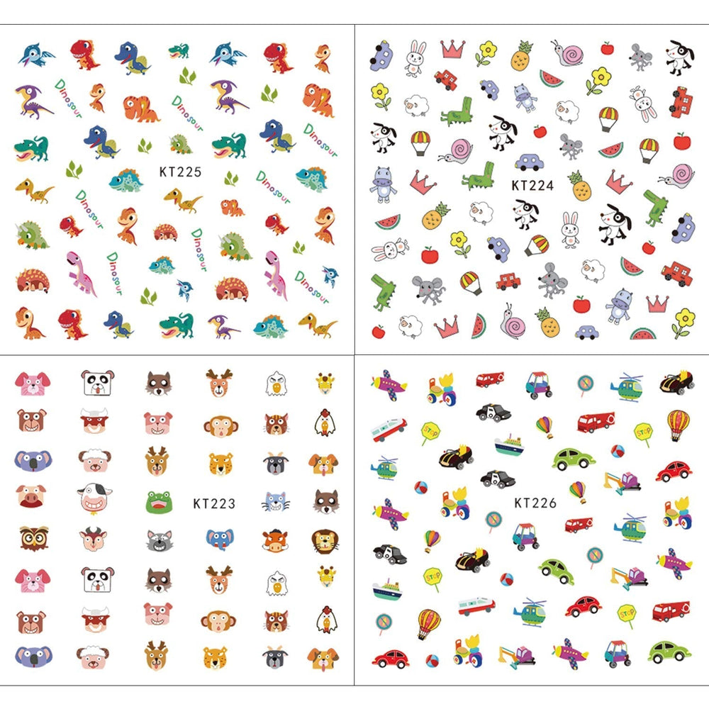 Autocolante de unghii pentru copii și fete, peste 600 de modele, animale, fructe, dinozauri, mașini, flori, autoadezive 3D, autocolante pentru unghii pentru copii, petrecere de ziua de naștere, cadou de salon de unghii cu ceai și spa