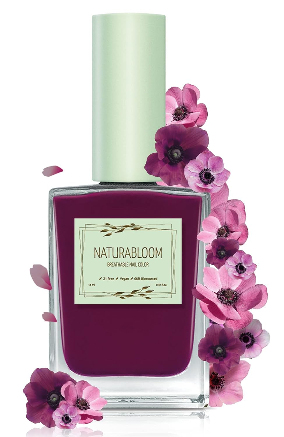 Oja roșie cu uscare rapidă (Poppy Red) - ojă naturală cu formulă vegană - respirabilă, sustenabilă și de lungă durată, 14 ml